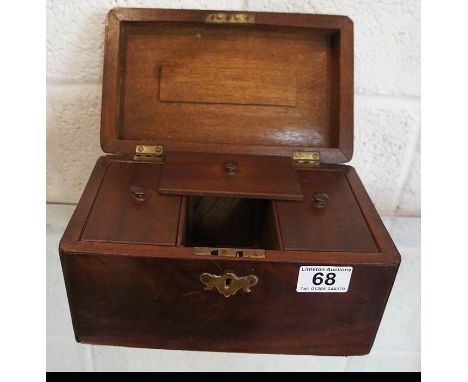 Georgian mahogany 3 compartment tea caddy