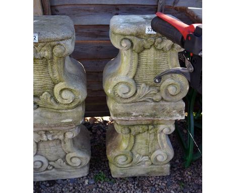 Pair of stone bench bases/statue plinths