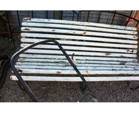 Metal and wooden Cunard ocean liner bench