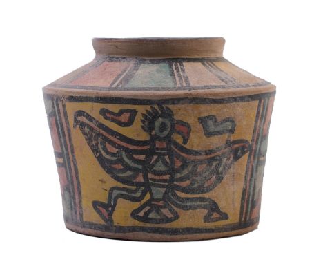 Ancient Indus Valley terracotta vessel depicting eagle and lion, 200 BC diam. 9 and h. 8 cm. Bought at the English art market