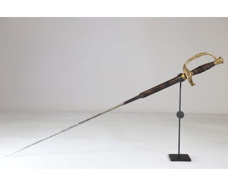 rapier sword, engraved triangular blade, French, first half of the 19th centurySizes: L. totale= 960mm L Lame= 810mm l lame= 