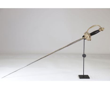 Academician's rapier sword, Triangular Blade, Engraved, French, 1830-1840Sizes: L. totale= 925mm L Lame= 790mm l lame= 17mmWe