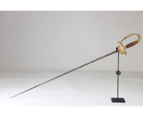 rapier sword, triangular blade, French, three fleurs de Lysse on the hilt, early 19th centurySizes: L. totale= 940mm L Lame= 