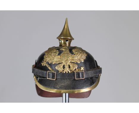 German Prussian helmet 14-18 infantrySizes: L. totale= 230 mm H = 230mmWeight (K): 0,39kgCondition: At first glance: patina, 