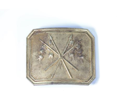 19th French belt buckleSizes: H= 70mm L= 90mmWeight (K): 0,12kgCondition: At first glance: patina, normal wear
