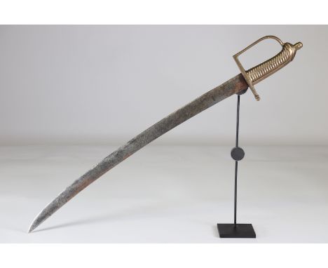 Saber "briquet", French Revolutionary 1780, engraved blade with crown and blazonSizes: L. totale= 755mm L Lame= 620mm l lame=