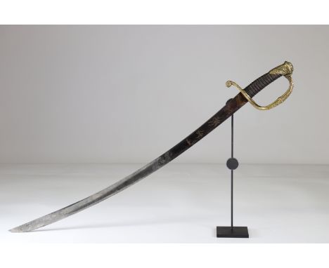 French officer saber, blade engraving, 1860-1870Sizes: L. totale= 840mm L Lame= 700mm l lame= 30mmWeight (K): 0,65kgCondition