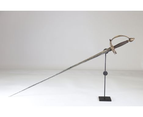 rapier sworde triangular blade engraved, French, late 18th centurySizes: L. totale= 960mm L Lame= 790mm l lame= 25mmWeight (K