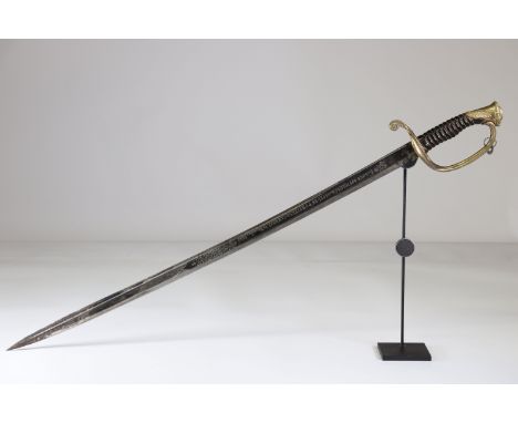 French officer saber, engraved blade, Sapeurs Pompiers de Cambrat 18 December 1859, offered by the non-commissioned officers 