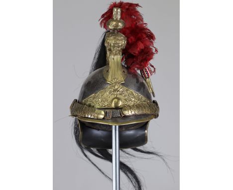 Model 1874 cuirassier officer's helmetSizes: L. totale= 285 mm H = 300mmWeight (K): 1,2kgCondition: At first glance: patina, 