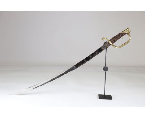 Belgian officer saber, engraved blade, 1860 + -Sizes: L. totale= 850mm L Lame= 710mm l lame= 30mmWeight (K): 0,6kgCondition: 