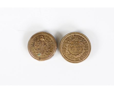 Buttons (2) French RevolutionSizes: Diametre = 29mmWeight (K): 0,01kgCondition: At first glance: patina, normal wear
