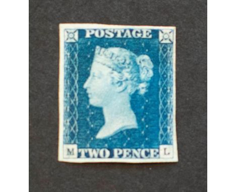 1840 2d Blue - A very attractive 4 good to small margin copy of unused appearance but regummed and possibly rebacked. Lettere