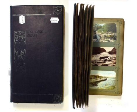 Vintage Postcard Collection in a 1905 Album - Fascinating wide variety of cards with topographical, comic, real photographic,