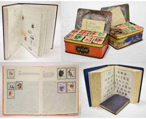 World Stamps in a very large plastic box. Includes a small vintage album of Commonwealth, large stockbook of USA, various oth