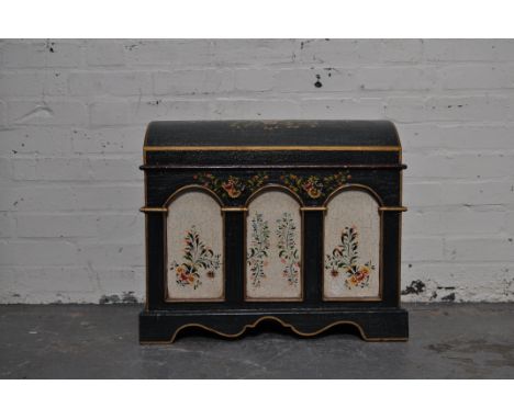 Shipping trunk, length 91cms, width 52cms, height 35cms, and painted toy box, (2).