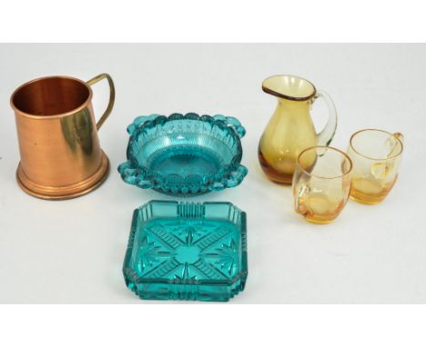 Wedgwood enamel boxes, an anniversary clock, various glassware, a small collection of table linen etc, (2 boxes).