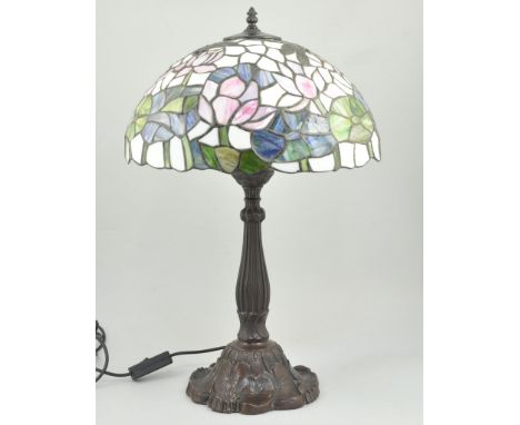 Tiffany style table lamp, Dragonfly pattern shade, height 62cm.