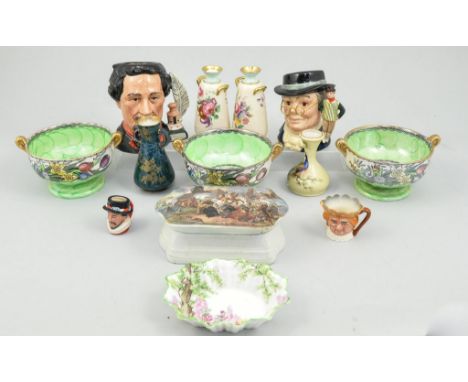 Royal Doulton character jug, Charles Dickens D6901, limited edition 3381/7500, height 12cm, another, Mr Pickwick D7025, minia