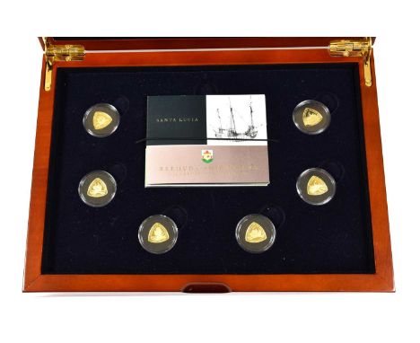 Bermuda Shipwrecks Gold Proof Coin Collection 2007, comprising 6 x gold proof $3 2007, obv. Rank-Broadley portrait of the Que