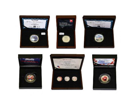 Mixed Commemorative Silver Proof Coins and Medallions, to include: 'The Dambusters', silver proof medal struck by NumisProof,