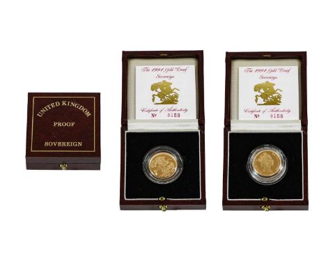 ♦Elizabeth II, Proof Sovereign 1991, Maklouf portrait of the Queen, Pistrucci rev., with certificate of authenticity, encapsu