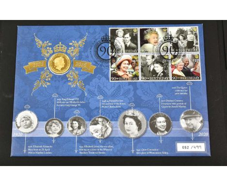 Gibraltar, Elizabeth II Gold Proof Double Crown 2016, presented as a first day postal cover to commemorate the 90th Birthday 