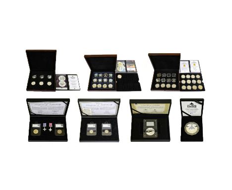 A Mixed Collection of Commemorative Coins and Medallions, to include: Avro Vulcan XH558 commemorative medal, limited edition 