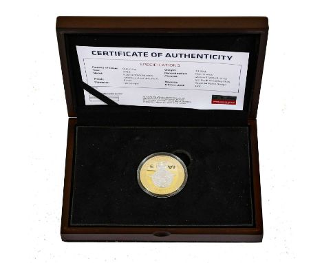 Guernsey, Elizabeth II Gold Proof £5 2018, obv. Rank-Broadley portrait of the Queen, rev. ROYAL AIR FORCE CENTENARY, badge of