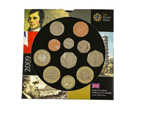 The 2009 UK Brilliant Uncirculated Coin Collection, 11 coins from £2 to 1p, including commemorative issue 'Kew Gardens' 50p 2