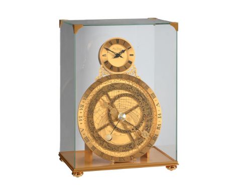 A FRENCH CONTEMPORARY GILT BRASS ASTRONOMICAL TIMEPIECEHOUR LAVIGNE, PARIS, LATE 20th CENTURYWith quartz movement set along w