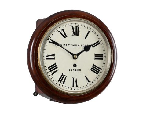 A VICTORIAN FUSEE DIAL WALL TIMEPIECE WITH TEN-INCH DIAL AND RISE/FALL REGULATION ADJUSTMENTINSCRIBED FOR S. MAW SON AND SON,