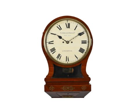 AN UNUSUAL WILLIAM IV BRASS INLAID MAHOGANY HOUR-STRIKING WALL CLOCKTHE DIAL INSCRIBED FOR LITHERLAND, DAVIES AND COMPANY, LI