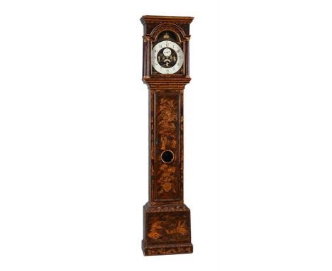 †&nbspA TORTOISESHELL JAPANNED EIGHT-DAY LONGCASE CLOCKUNSIGNED, THE MOVEMENT AND DIAL CIRCA 1810, THE CASE CIRCA 1720The fou