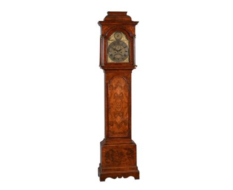 A GEORGE II FIGURED WALNUT VENEERED EIGHT-DAY LONGCASE CLOCKTHOMAS CHAPPELL, LONDON, CIRCA 1755The five pillar rack and bell 