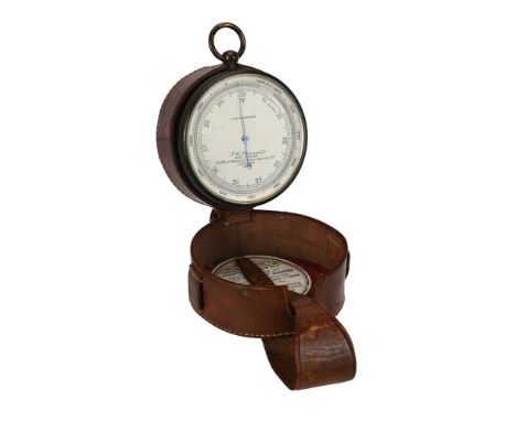 AN OXIDISED BRASS ANEROID POCKET BAROMETER WITH ALTIMETERJ.H. STEWARD, LONDON, CIRCA 1900The 2.5 inch circular silvered regis