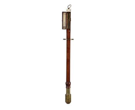 Y&nbspA REGENCY BRASS MOUNTED MAHOGANY MARINE MERCURY STICK BAROMETERBARRAUDS, LONDON, CIRCA 1825With brass suspension ring a