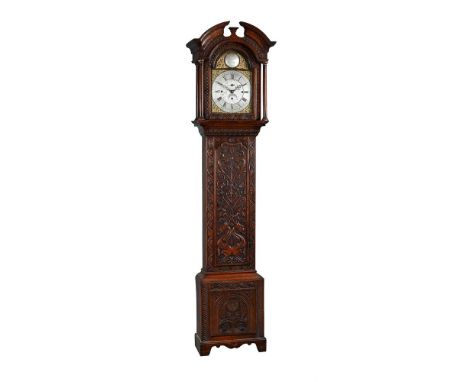 A GEORGE III OAK CASED QUARTER-CHIMING EIGHT-DAY LONGCASE CLOCKHENRY GAMBLE, BRAMLEY, THIRD QUARTER OF THE 18th CENTURYThe su