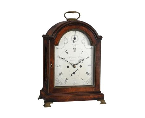 A GEORGE III BRASS MOUNTED MAHOGANY TABLE/BRACKET CLOCKBENJAMIN REED, PLYMOUTH, CIRCA 1800The five pillar twin fusee bell str