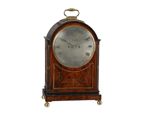 A REGENCY MAHOGANY BRASS INLAID MAHOGANY BRACKET CLOCK WITH TWO-IN-ONE QUARTER-STRIKINGGRAVELL AND SON, LONDON, CIRCA 1825The