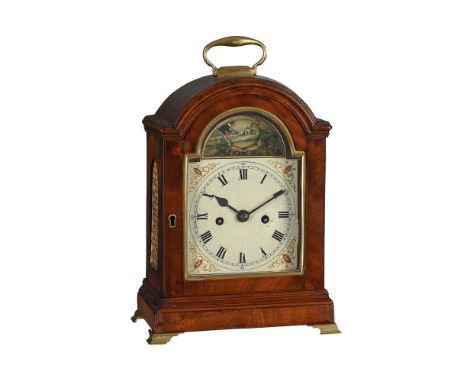 AN UNUSUAL GEORGE III/REGENCY MAHOGANY SMALL TABLE/BRACKET CLOCK WITH BALL-SPORTS AUTOMATONUNSIGNED, EARLY 19th CENTURYThe fo