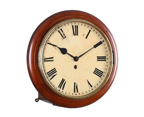 A LATE VICTORIAN/EDWARDIAN MAHOGANY FUSEE DIAL WALL TIMEPIECE UNSIGNED, CIRCA 1900The rectangular four columnar pillar single
