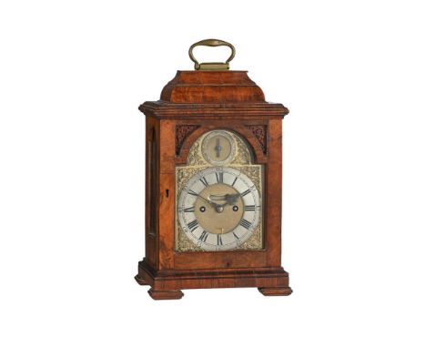 A WALNUT TABLE CLOCK WITH PULL-QUARTER REPEAT ON SIX BELLSHENRY HURT, LONDON, CIRCA 1750, THE CASE LATERThe five pillar twin 