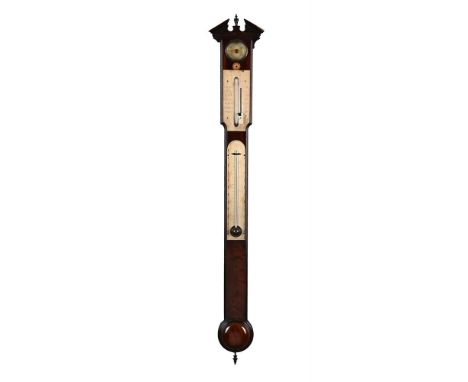 A FINE GEORGE III MAHOGANY BAYONET-TUBE MERCURY STICK BAROMETER WITH HYGROMETER AND THERMOMETERSAMUEL TOULMIN, LONDON, CIRCA 