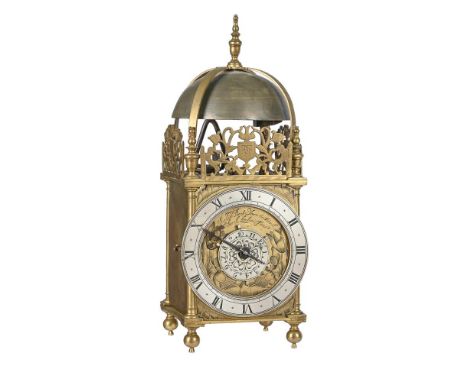 A RARE COMMONWEALTH PERIOD BRASS LANTERN CLOCK RICHARD BECK, LONDON, CIRCA 1655The posted countwheel bell-striking movement n