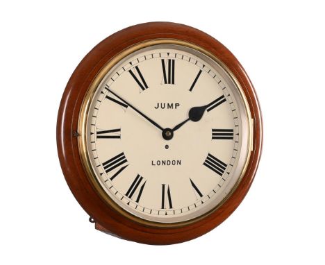 A LATE VICTORIAN MAHOGANY FUSEE DIAL WALL TIMEPIECE WITH FIFTEEN-INCH DIALJUMP, LONDON, LATE 19th CENTURYThe rectangular four
