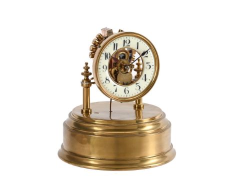 A BRASS ELECTROMAGNETIC BALANCE MANTEL TIMEPIECE EUREKA CLOCK COMPANY LIMITED, EARLY 20th CENTURYThe movement with large diam