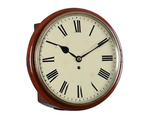AN EARLY VICTORIAN MAHOGANY FUSEE DIAL WALL TIMEPIECEUNSIGNED, CIRCA 1840The four columnar pillar single fusee movement with 