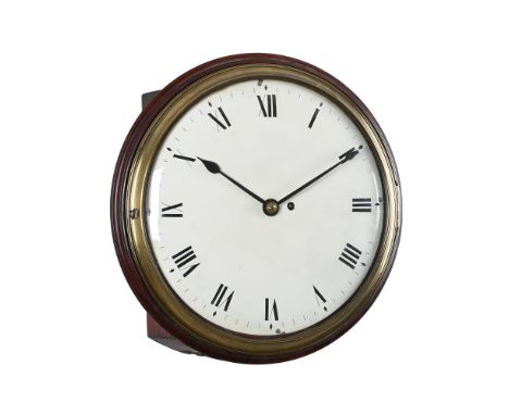 A REGENCY MAHOGANY FUSEE DIAL WALL TIMEPIECE UNSIGNED, CIRCA 1820The four knopped pillar single fusee movement with anchor es