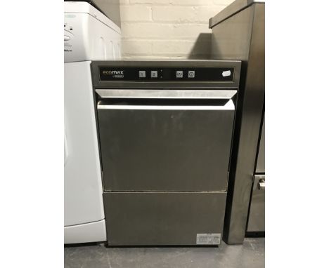 A stainless steel Hobart Eco Max bench top glass washer 